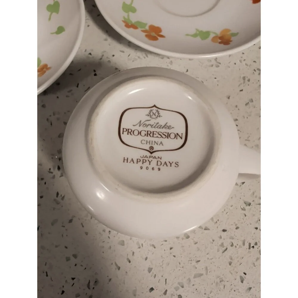 Noritake Progression China Happy Days 9069 Set Of 6 Tea Cups & Saucers